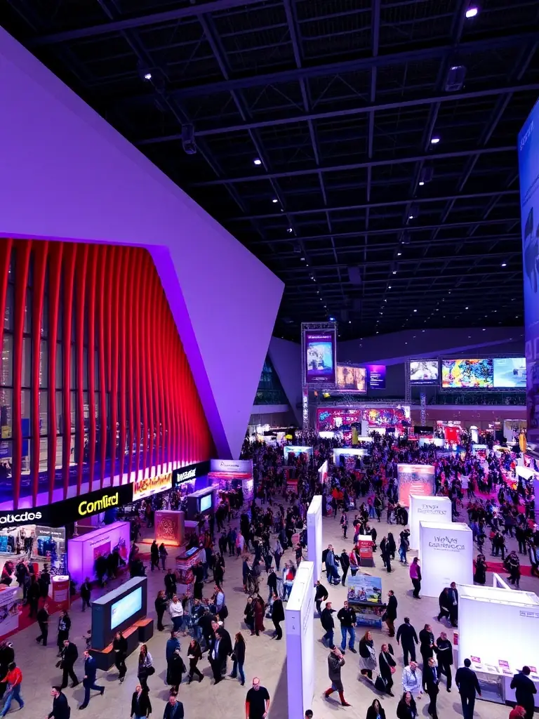 A vibrant image of the Montreal Convention Centre, showcasing its unique design and bustling atmosphere during a major event, representing the Montreal conference.